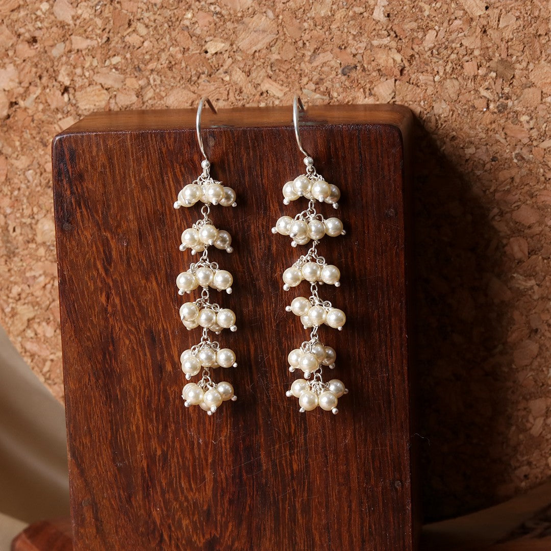 Long Pearl Bunch Earrings