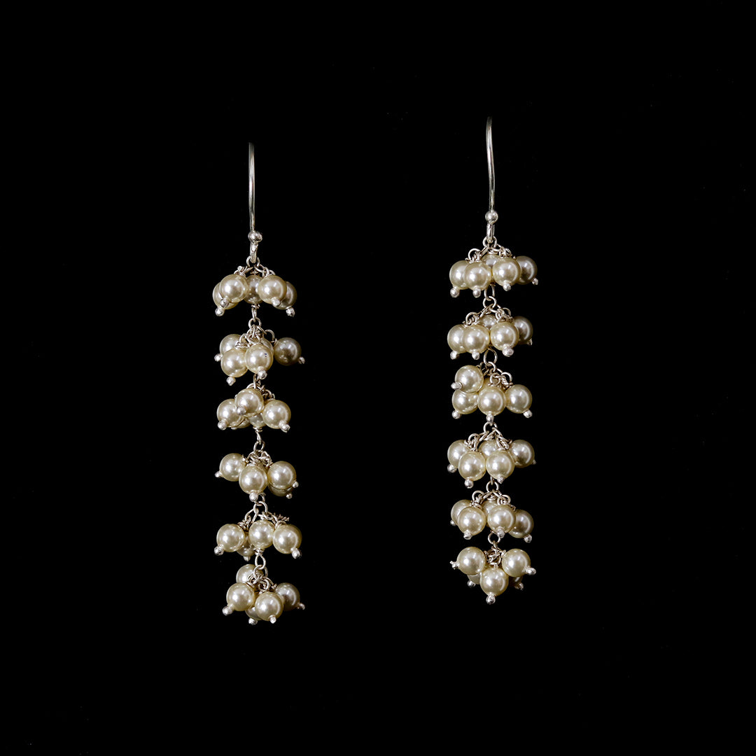 Long Pearl Bunch Earrings