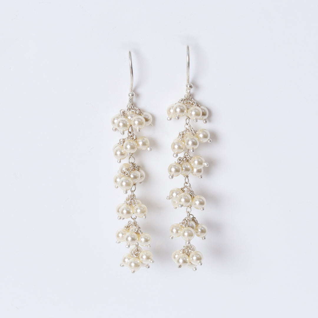 Long Pearl Bunch Earrings